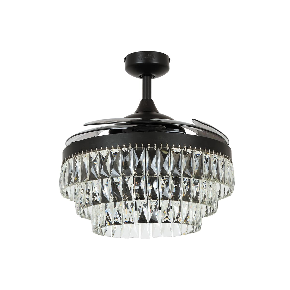 Fanaway Veil Fan in Black with Smoke Coloured Retractable Blades And Light-img-1