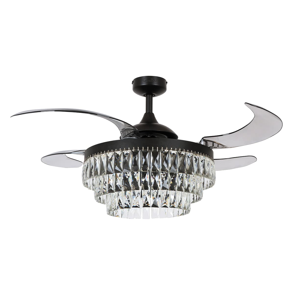 Fanaway Veil Fan in Black with Smoke Coloured Retractable Blades And Light-img-2